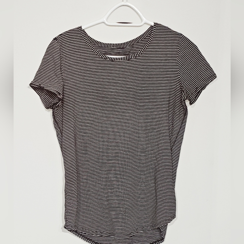 Lululemon Love Crew III Hype Stripe Black White Size 10-12 - Picture 3 of 6